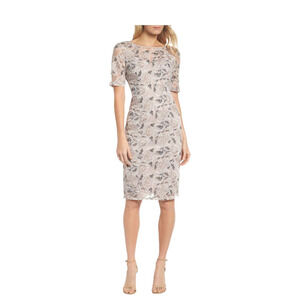 Adrianna Papell Suzette embroidered sheath dress NWT $160 sz 12 lace